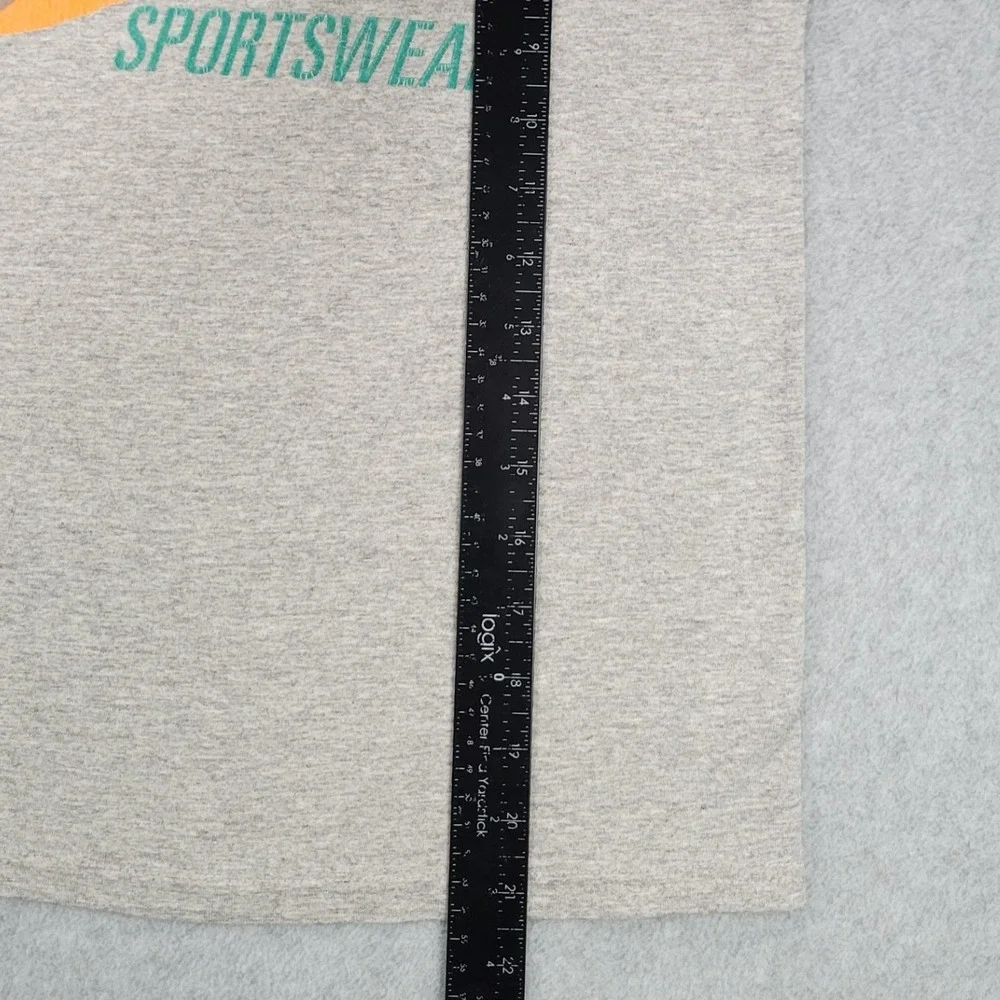 Nike T-Shirt Kids Small 8 Gray Green Ringer Sportswear Logo Tee